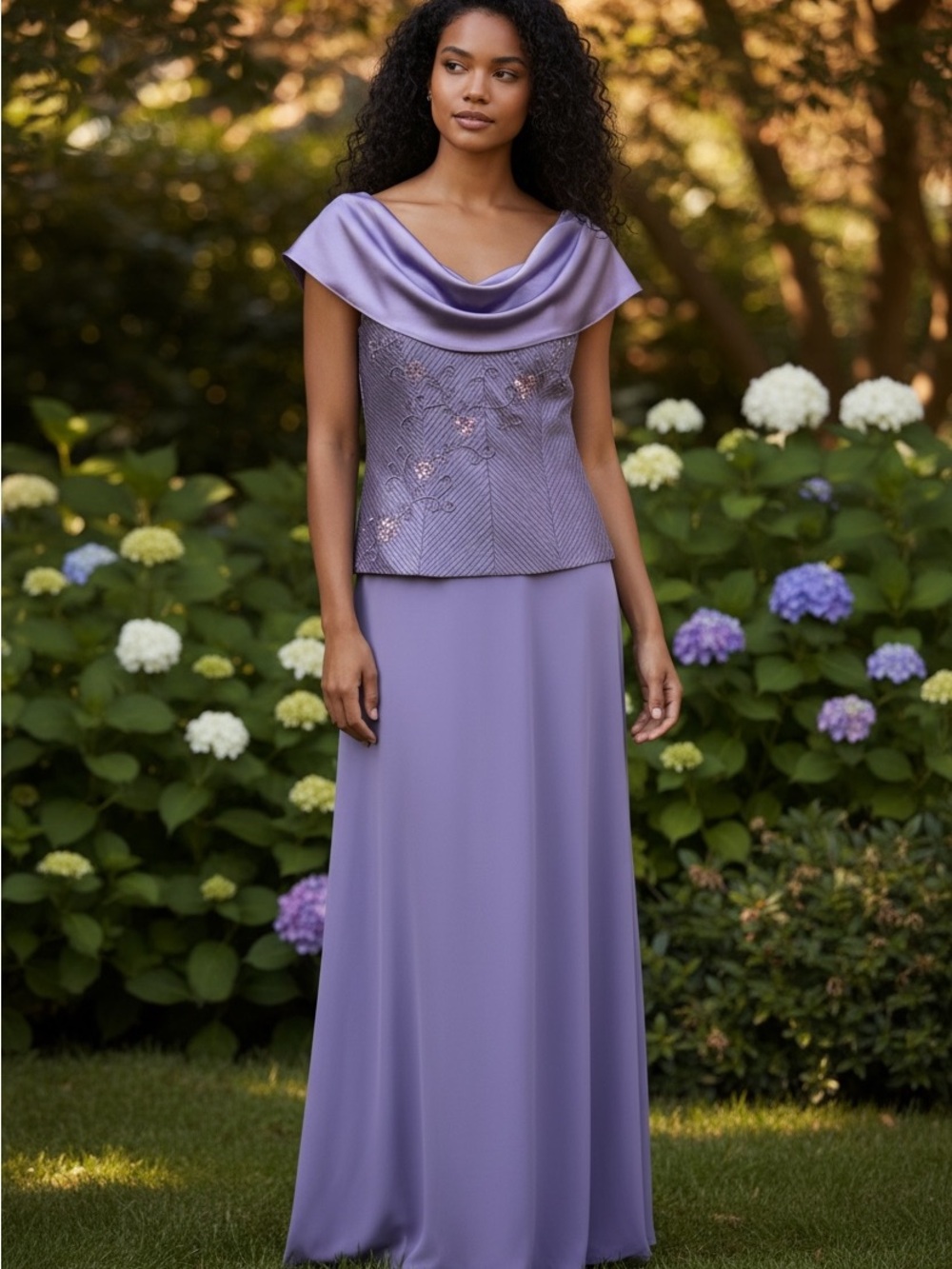 Patra Deep Lavender Shimmer Evening Dress
